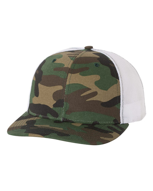 Snapback Trucker Cap / Camo & White / 757
