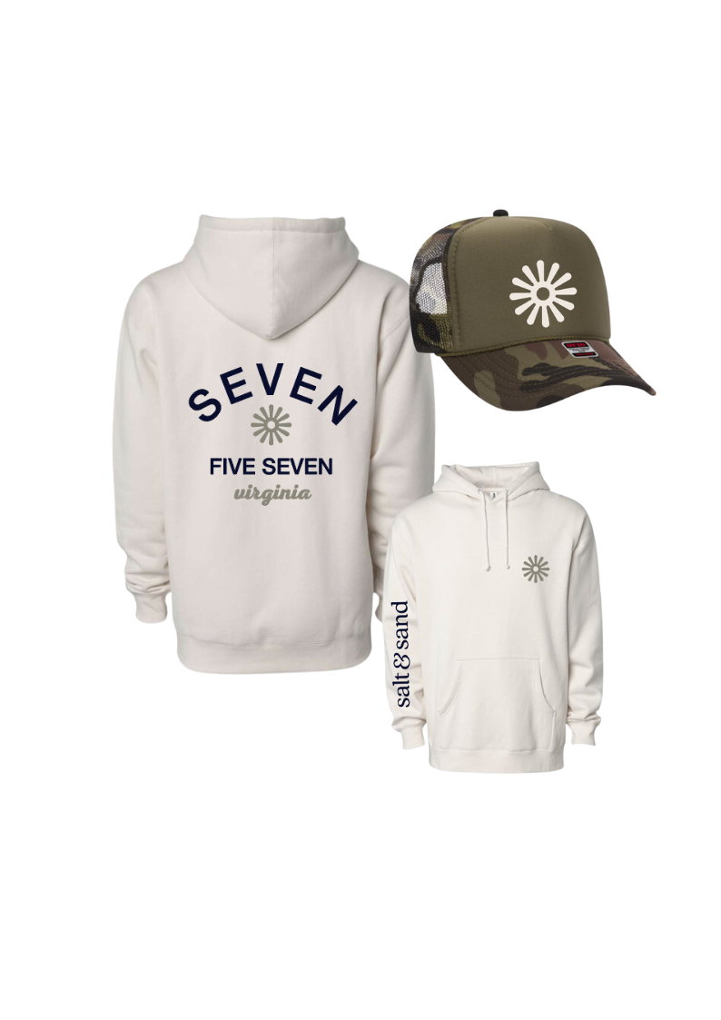 757 Ivory Hoodie and Foam Trucker Hat Bundle / Salt & Sand