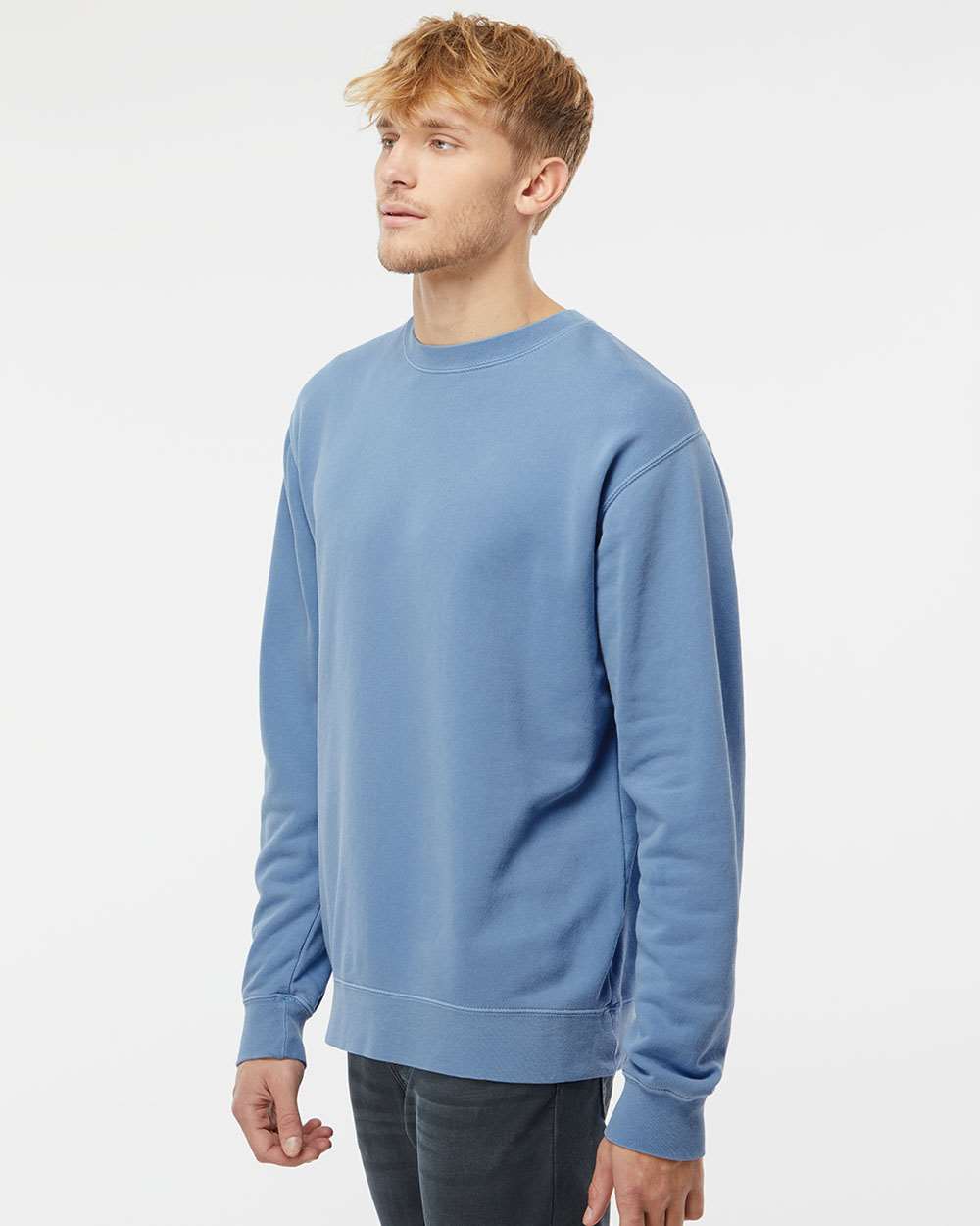 Retro Pigment-Dyed Crewneck Sweatshirt / Light Blue / Salt and Sand