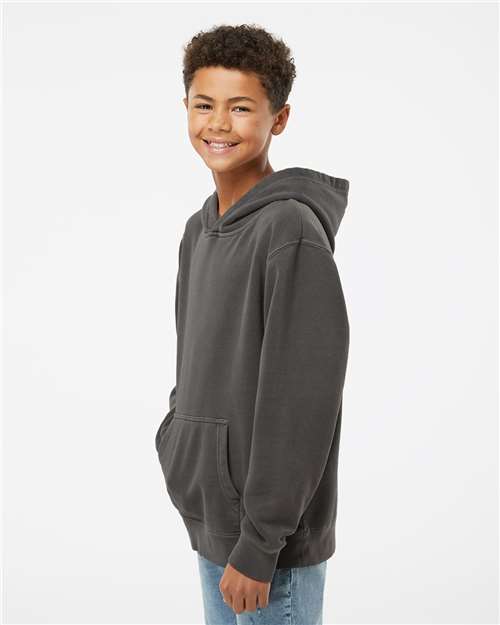 Youth Midweight Pigment-Dyed Hooded Sweatshirt / Pigment Black / Virginia Beach