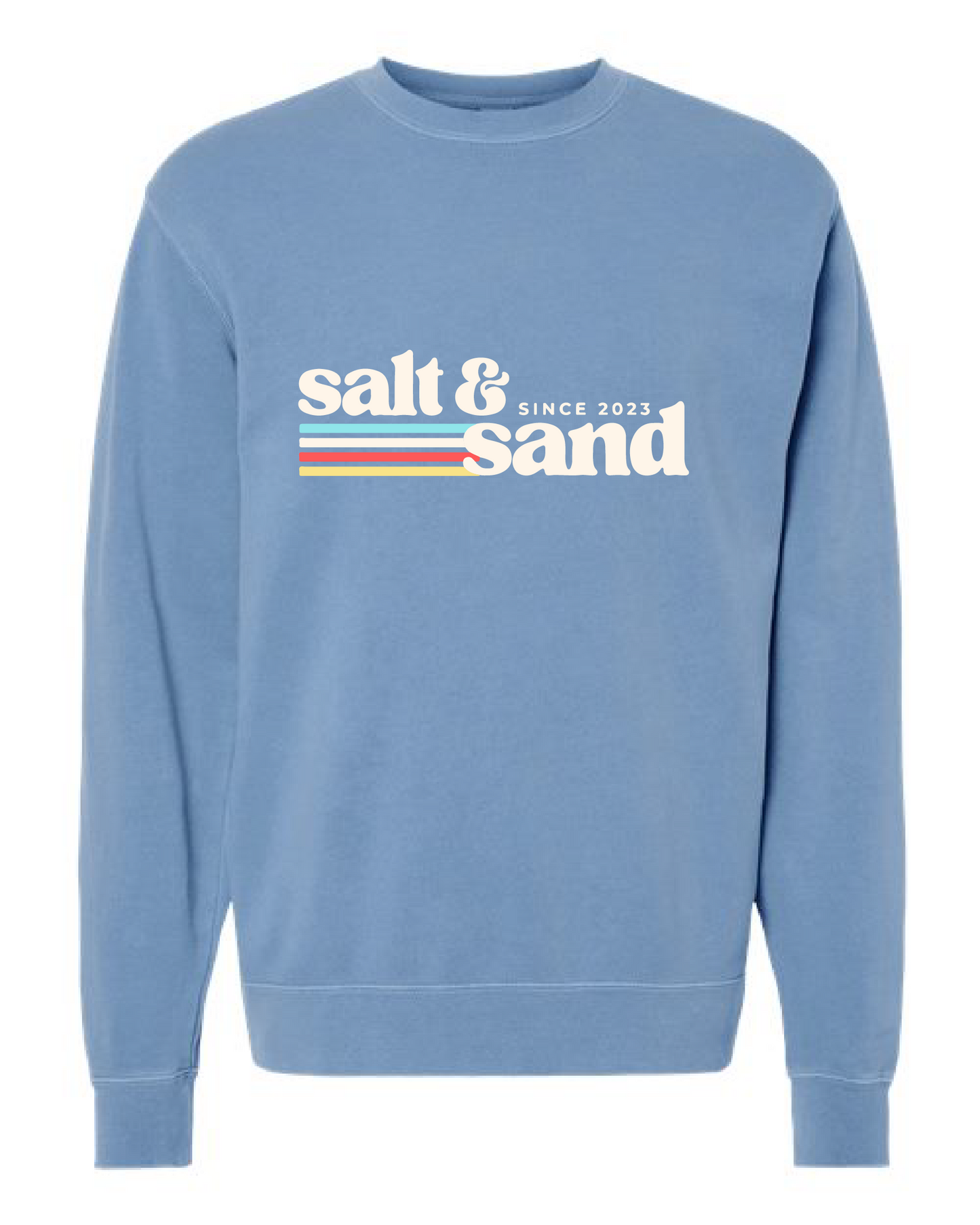 Retro Pigment-Dyed Crewneck Sweatshirt / Light Blue / Salt and Sand