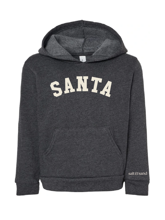 Santa / YOUTH Sponge Fleece Hoodie / Dark Grey Heather / Christmas