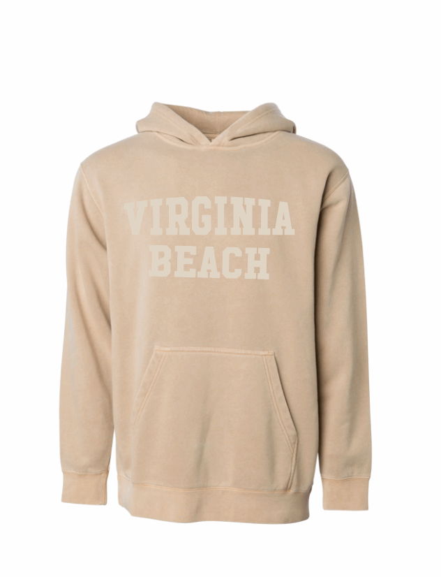 Youth Midweight Pigment-Dyed Hooded Sweatshirt / Sandstone / Virginia Beach
