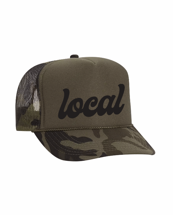 5-Panel High Crown Foam Trucker Hat / Camo/Olive/Camo