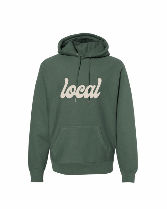 Heavyweight Hooded Pullover Sweatshirt / Green / Local