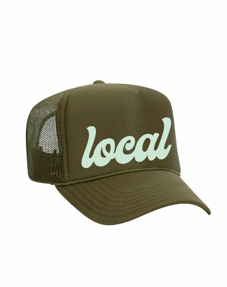 High Crown Foam Trucker Hat / Army / Light Blue / Local