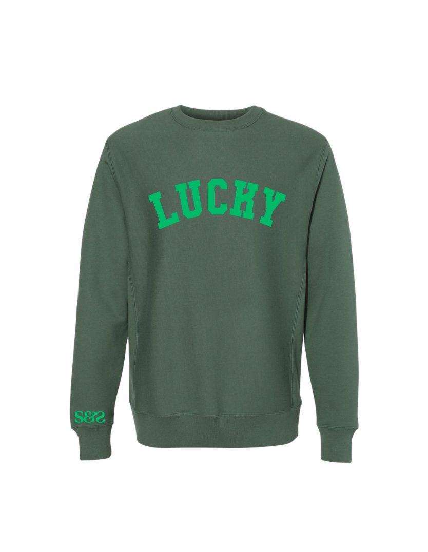 Lucky / Midweight Pigment-Dyed Crewneck Sweatshirt / Pigment Alpine Green / St. Patrick's Day