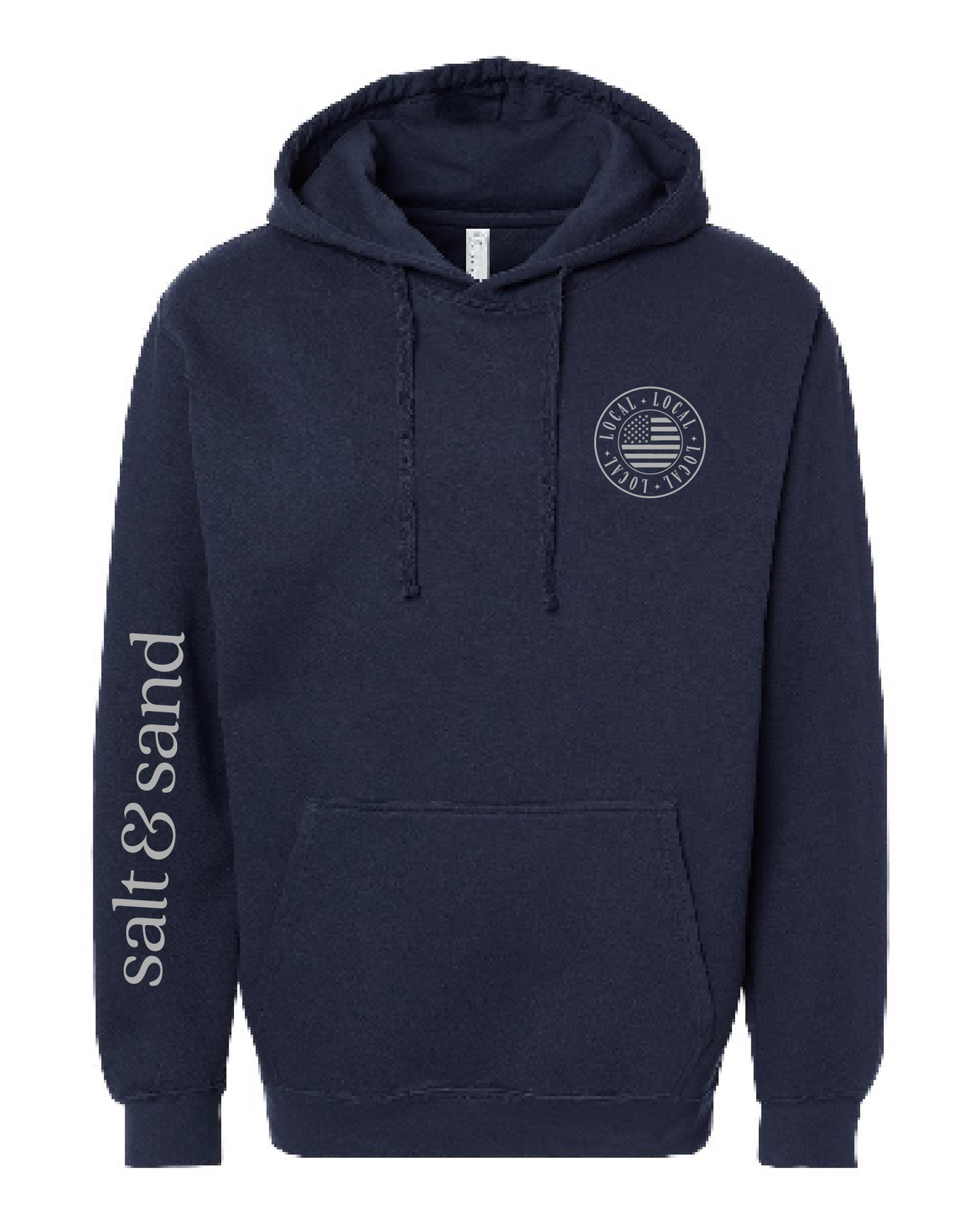 Flag / Elevated Fleece Hooded Sweatshirt / Navy / Patriotic saltandsandshop