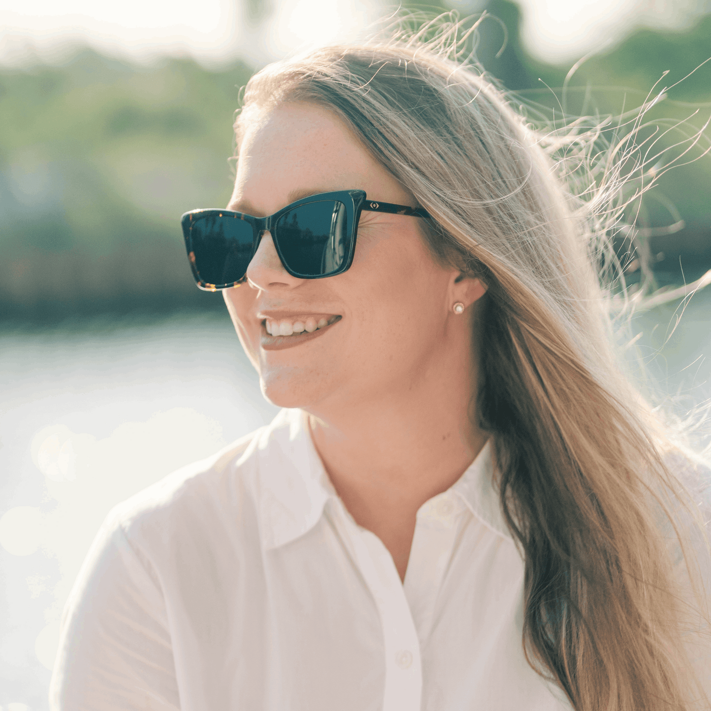TONI: TORTOISE Blue Eye Sunglasses