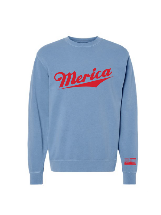 Merica / Midweight Pigment-Dyed Crewneck Sweatshirt / 4 Colors / Patriotic