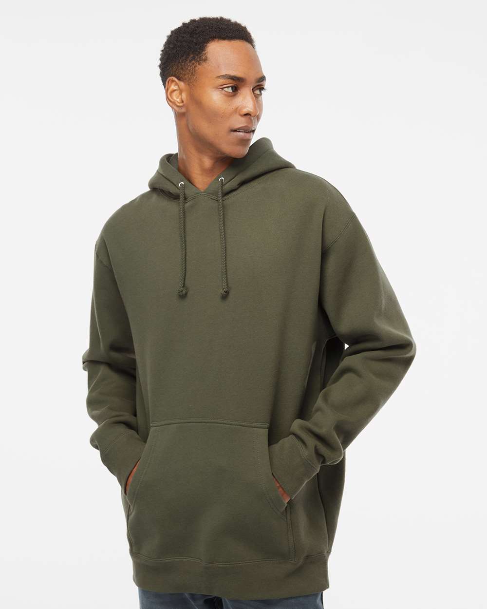 Heavyweight Hooded Pullover Sweatshirt / Army / Salt and Sand