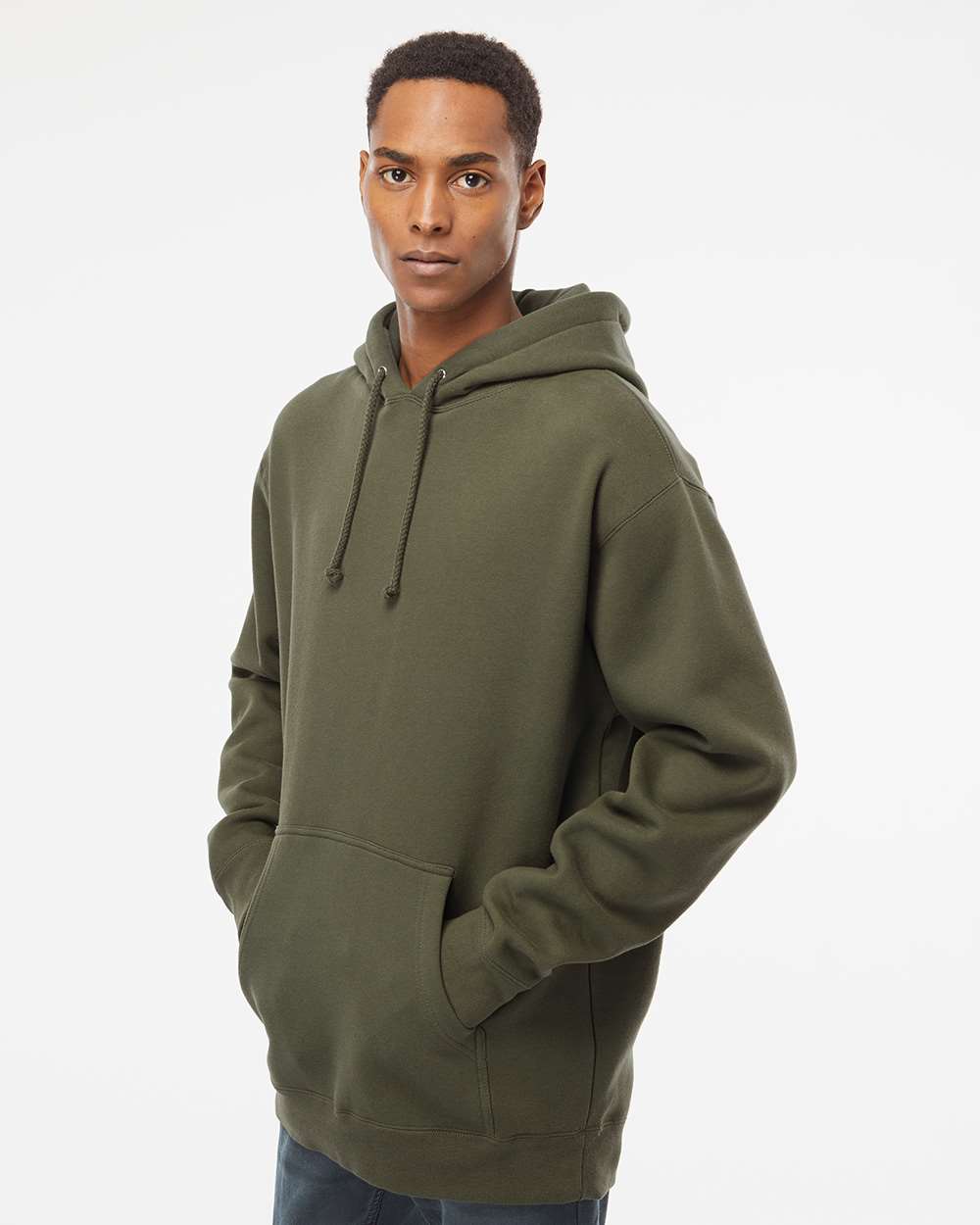 Heavyweight Hooded Pullover Sweatshirt / Army / Salt and Sand