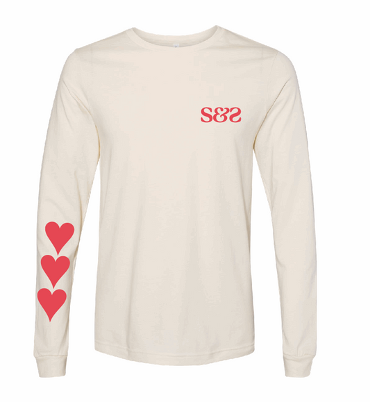 3 Hearts / Unisex Jersey Long Sleeve Tee / 3 Colors / Valentine's Day