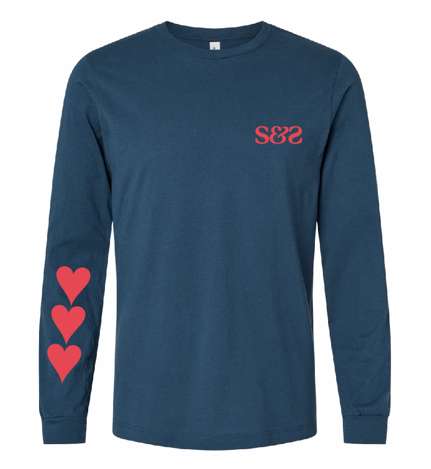 3 Hearts / Unisex Jersey Long Sleeve Tee / 3 Colors / Valentine's Day