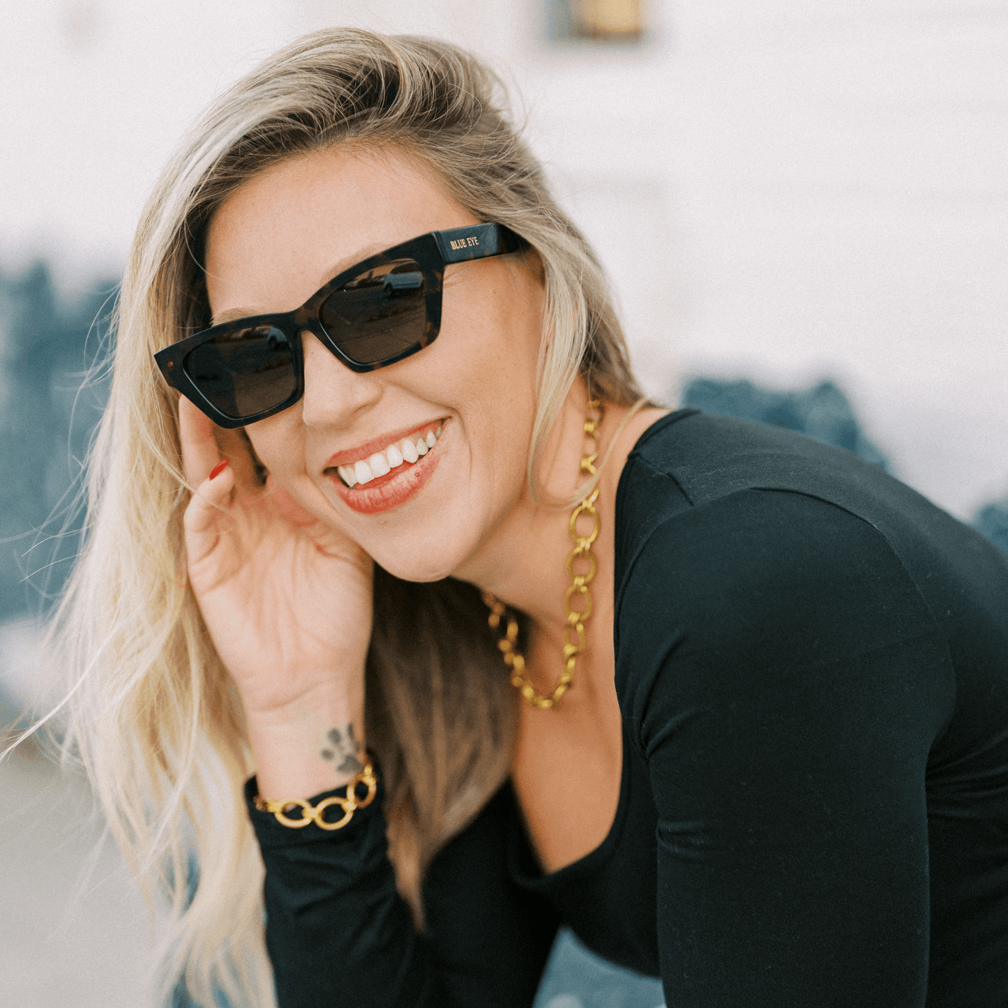 VIVIAN: TORTOISE Blue Eye Sunglasses