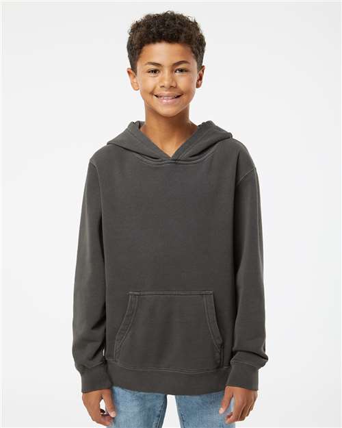 Youth Midweight Pigment-Dyed Hooded Sweatshirt / Pigment Black / Norfolk Virginia