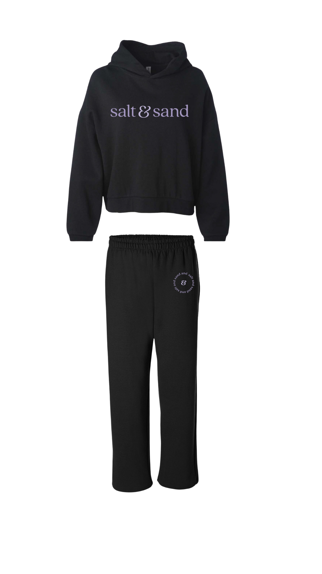 Coastal Crop Hoodie & Sweatpants Set / Black / Coastal