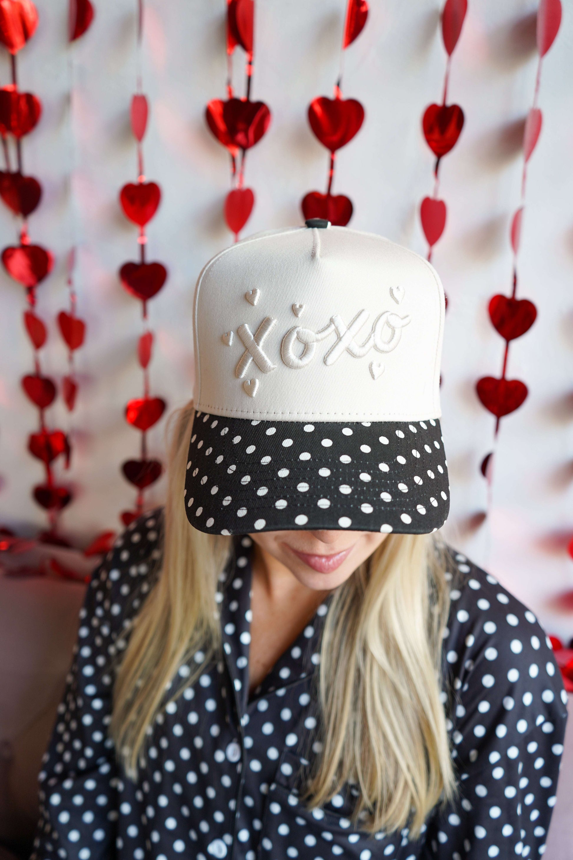 Xoxo - Black Polka Dot Vintage Trucker Hat KenzKustomz