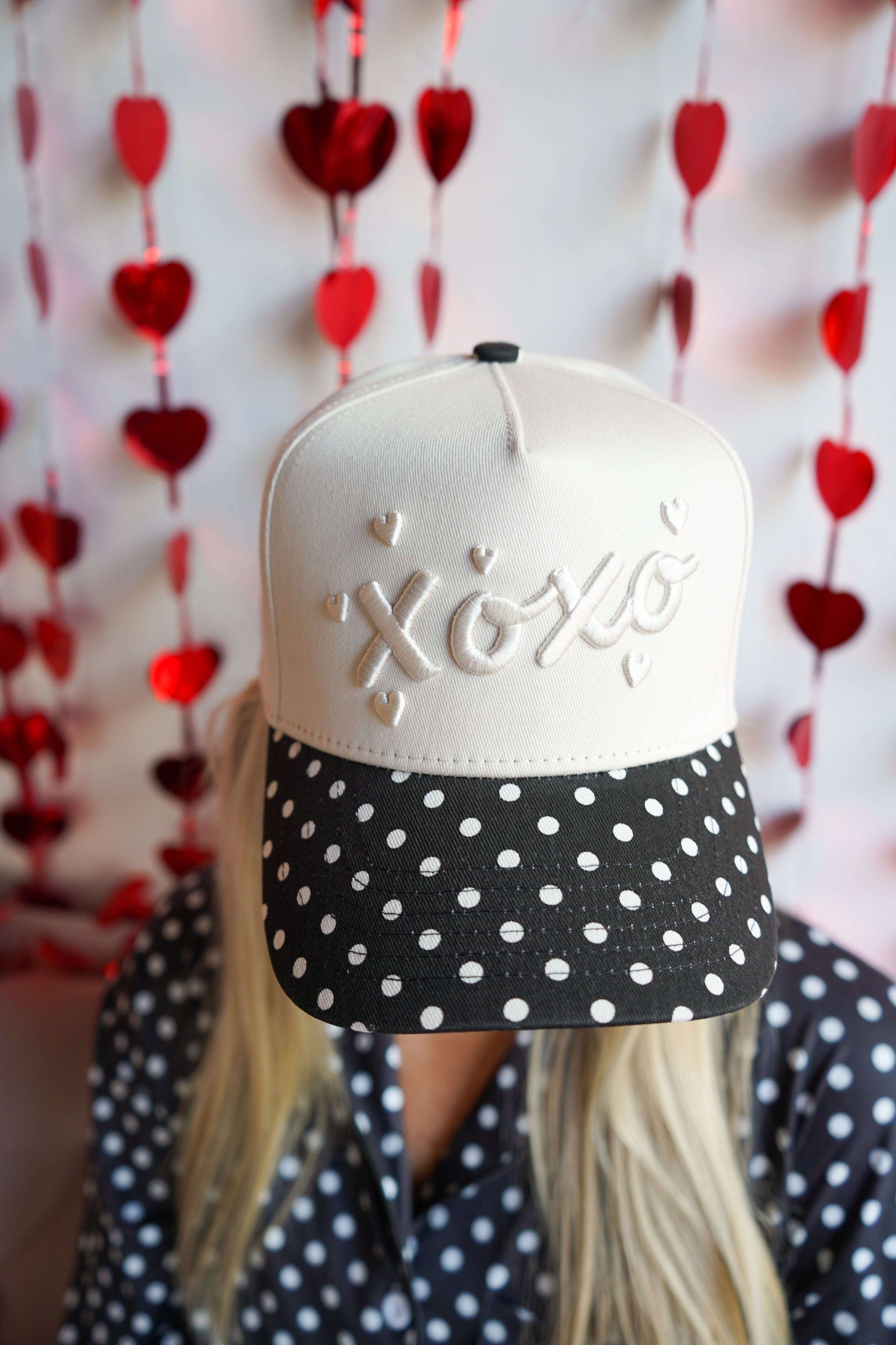 Xoxo - Black Polka Dot Vintage Trucker Hat KenzKustomz