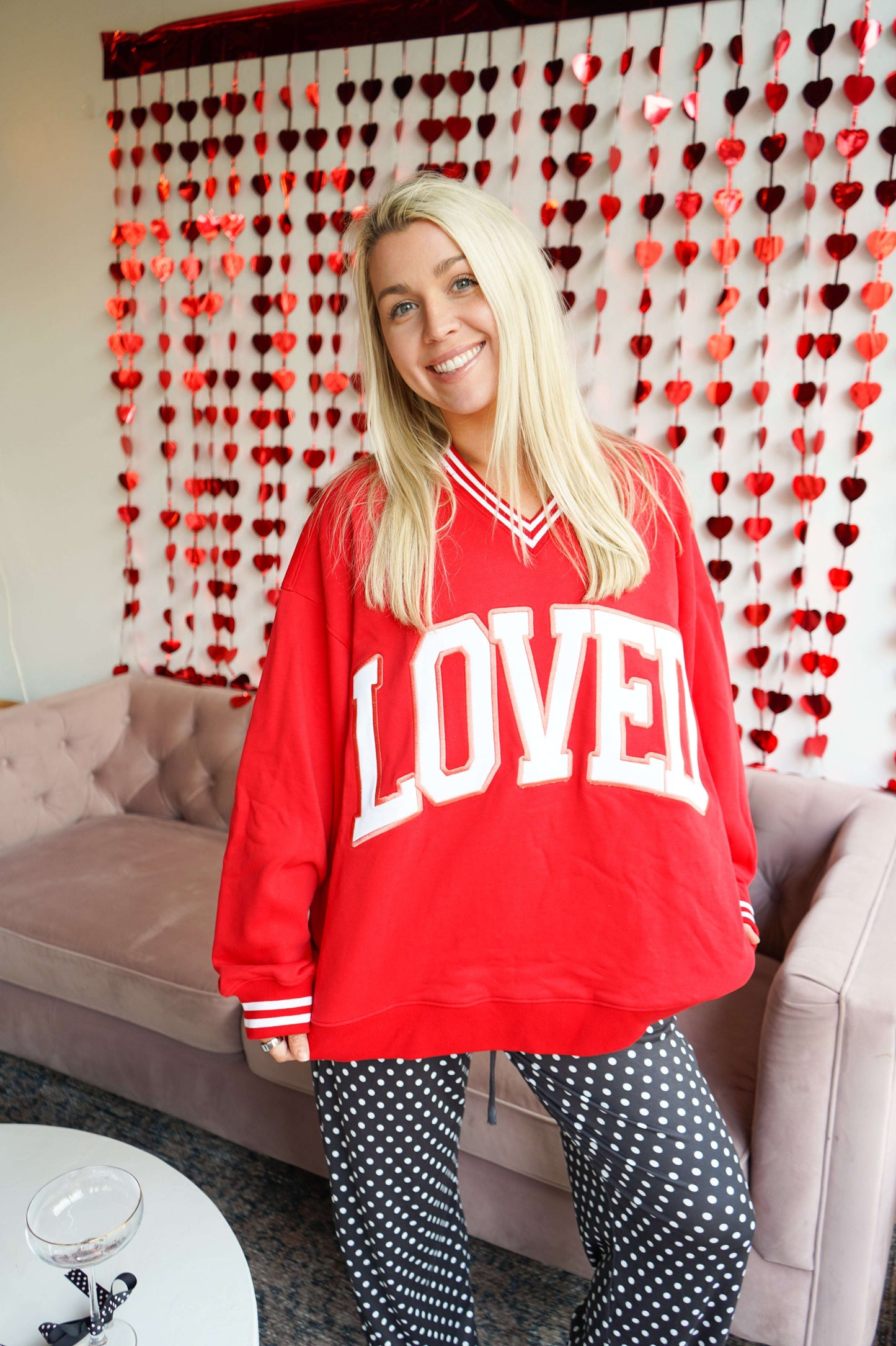 Loved - Red Vintage V-Neck Sweatshirt KenzKustomz