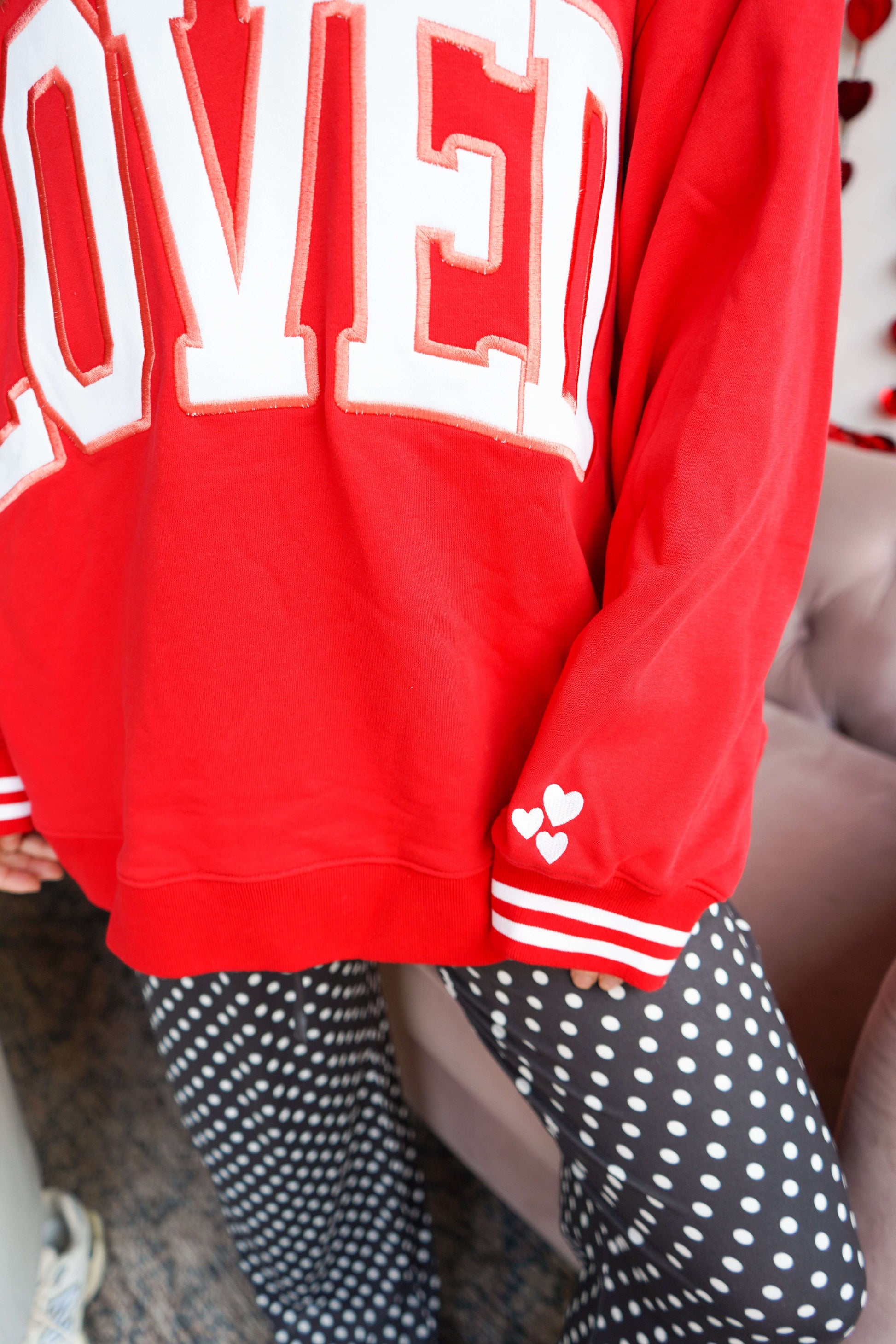 Loved - Red Vintage V-Neck Sweatshirt KenzKustomz