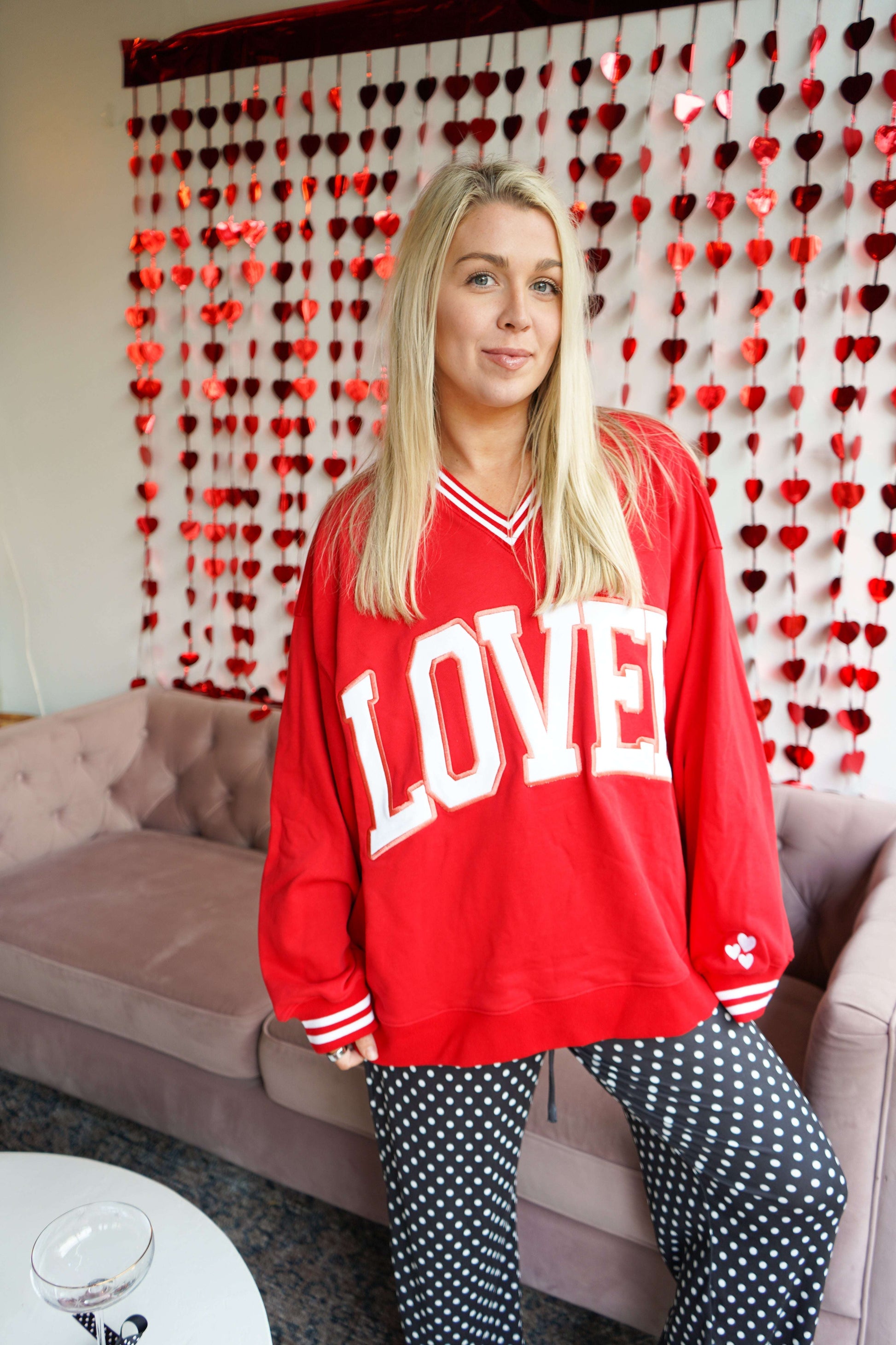 Loved - Red Vintage V-Neck Sweatshirt KenzKustomz