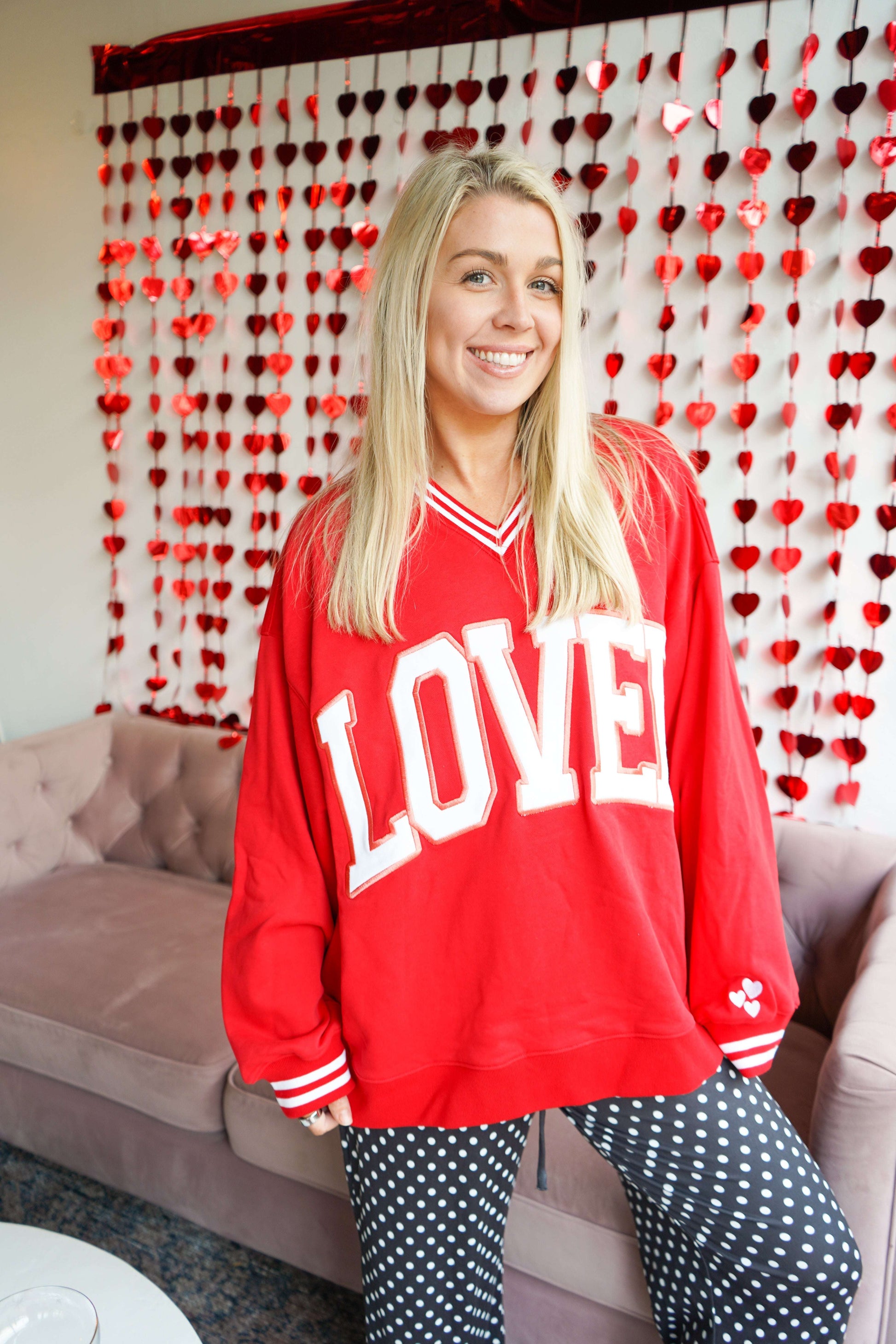 Loved - Red Vintage V-Neck Sweatshirt KenzKustomz