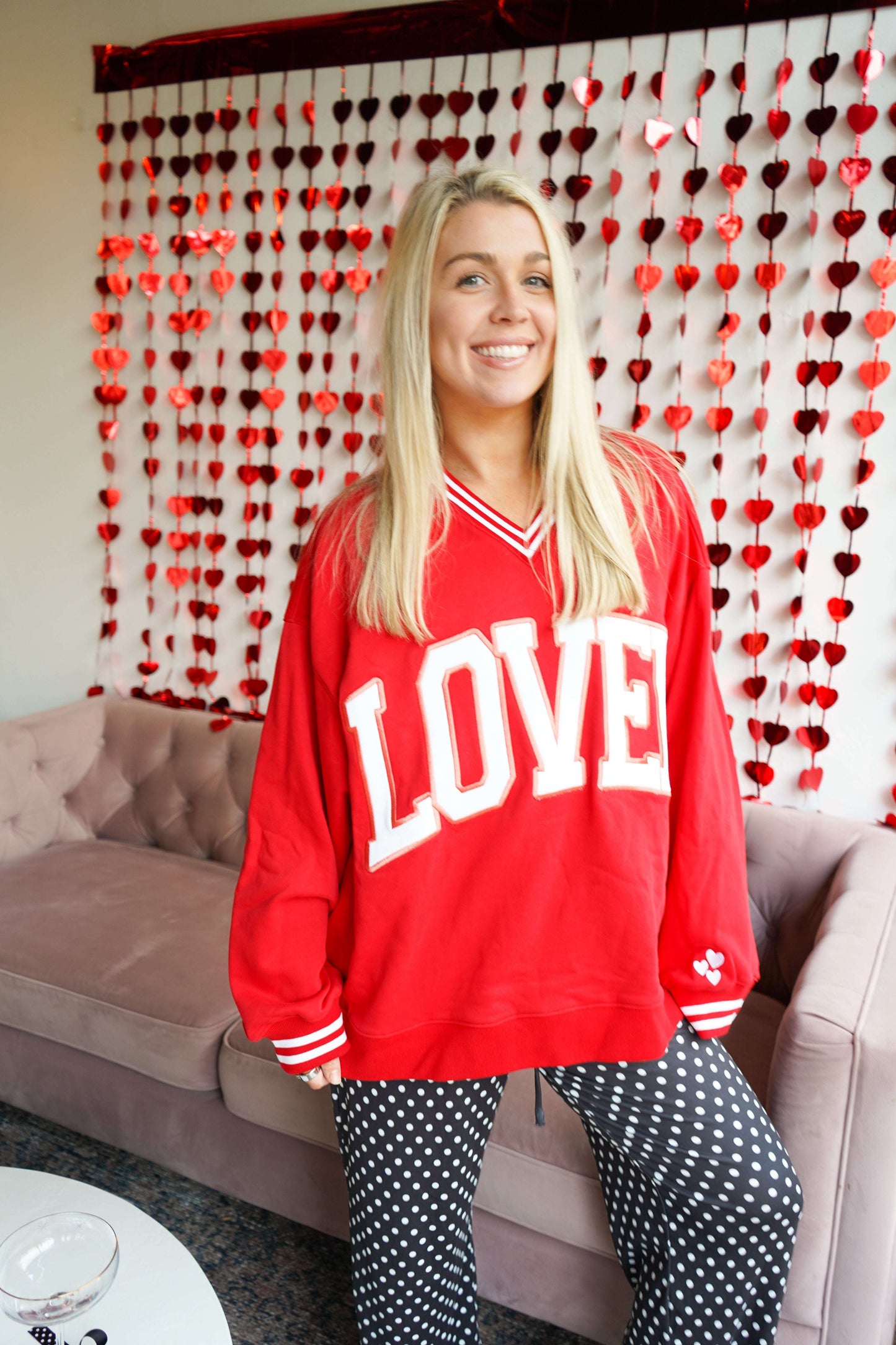 Loved - Red Vintage V-Neck Sweatshirt KenzKustomz