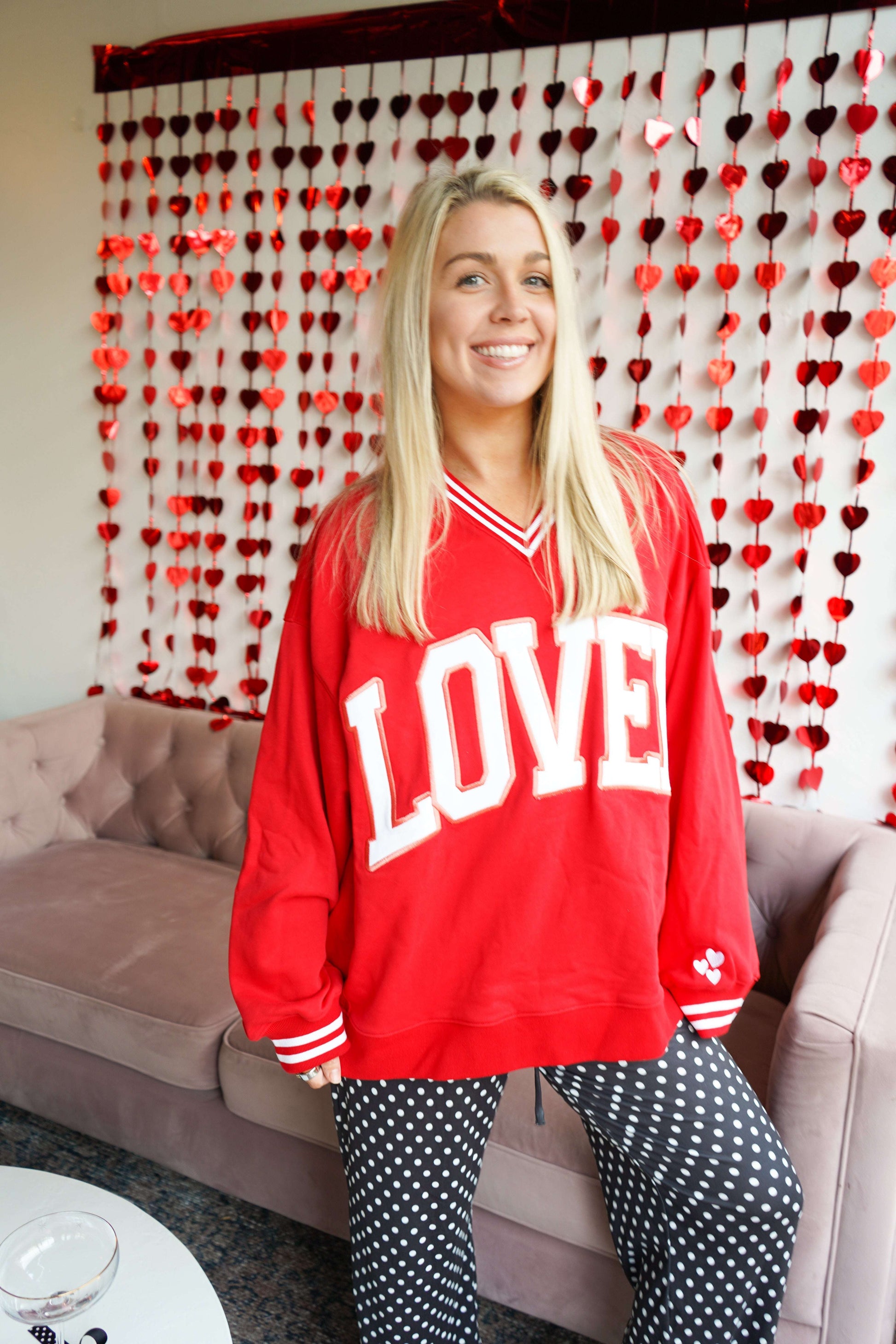 Loved - Red Vintage V-Neck Sweatshirt KenzKustomz