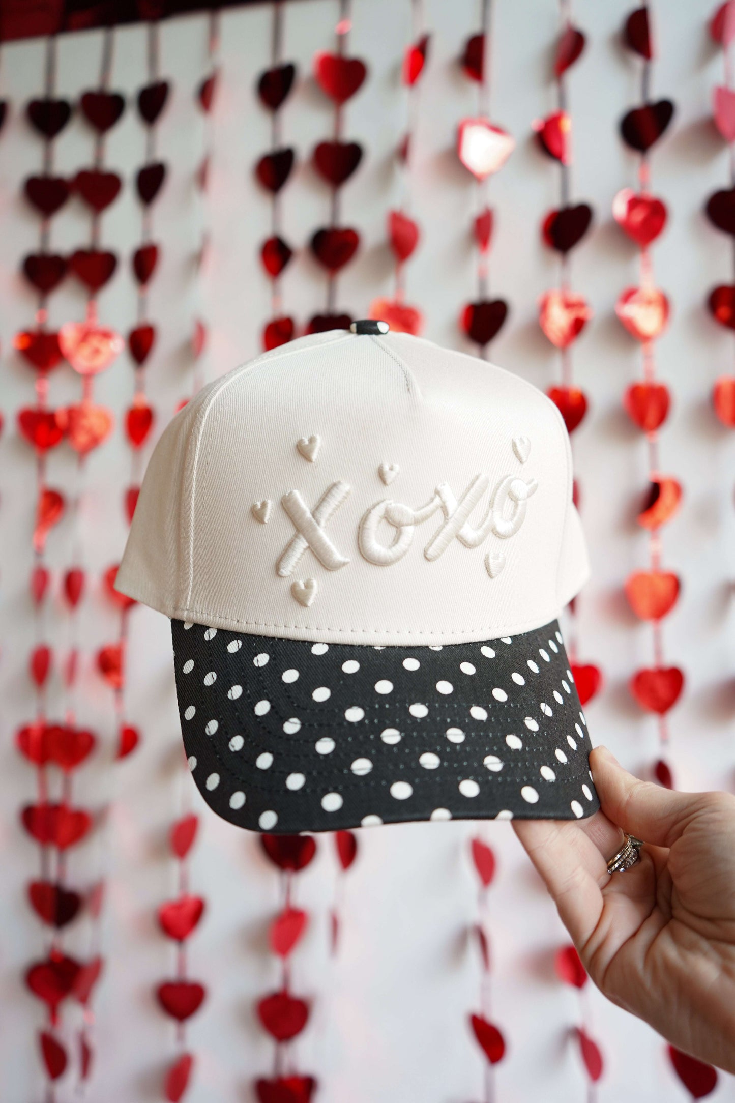 Xoxo - Black Polka Dot Vintage Trucker Hat KenzKustomz