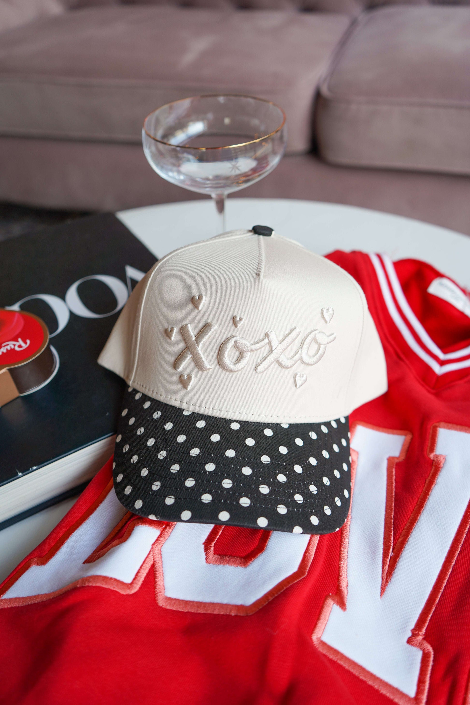 Xoxo - Black Polka Dot Vintage Trucker Hat KenzKustomz