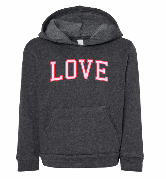 LOVE / YOUTH Sponge Fleece Hoodie / Dark Grey Heather / Valentine's Day