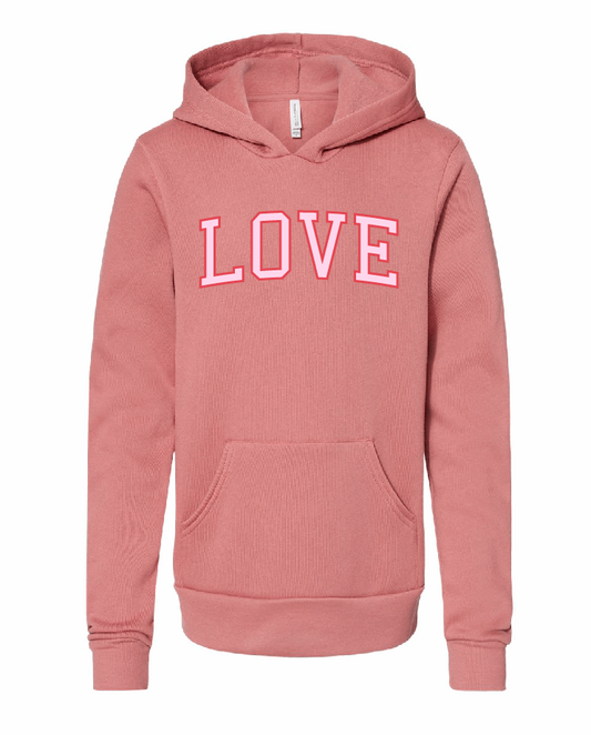 LOVE / Sponge Fleece Hoodie (Youth & Adult) / Mauve / Valentine's Day