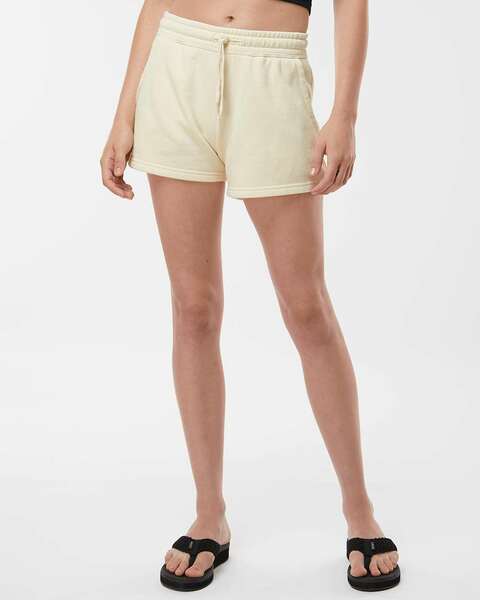 ' Merica / Women’s Lightweight Wave Wash Fleece Shorts / Bone / Patriotic