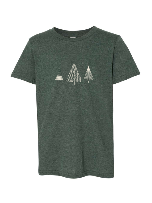 Trees  / YOUTH SoftStyle Tee / Heather Forest Green / Christmas