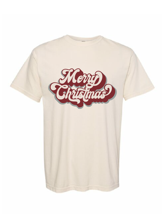 Merry Christmas / Heavyweight Ring Spun Tee / 3 Colors / Christmas