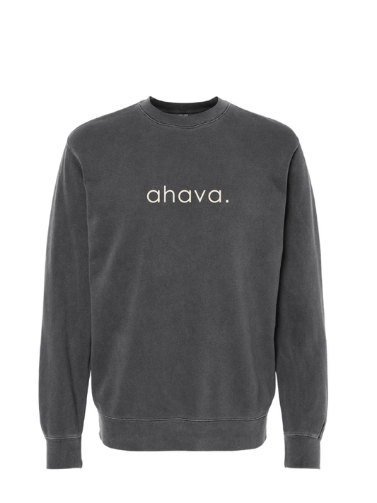 AHAVA (Love in Hebrew) / Midweight Pigment-Dyed Crewneck Sweatshirt / Pigment Black / Hanukkah