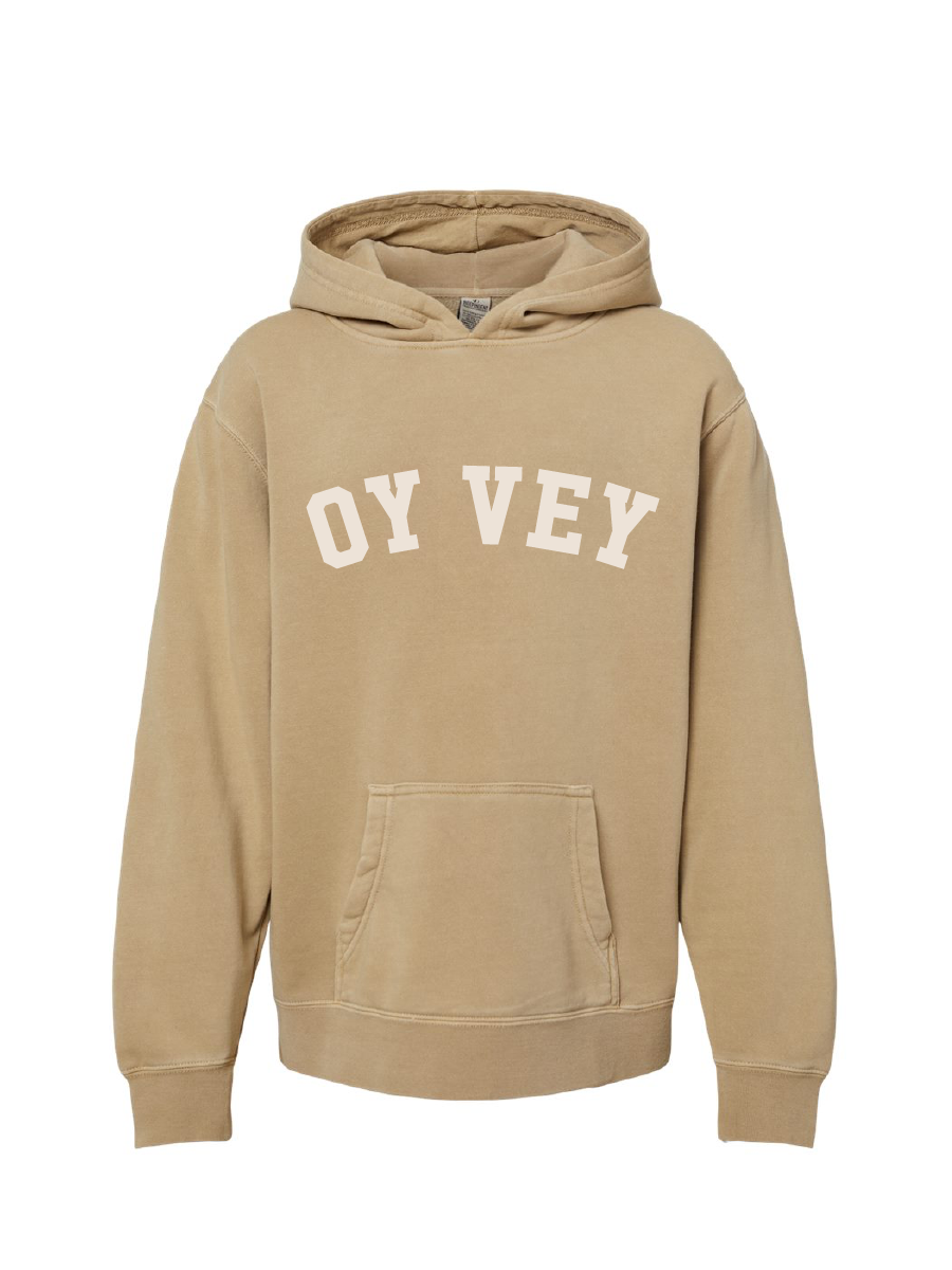 Youth Midweight Pigment-Dyed Hooded Sweatshirt / Sandstone / Hanukkah