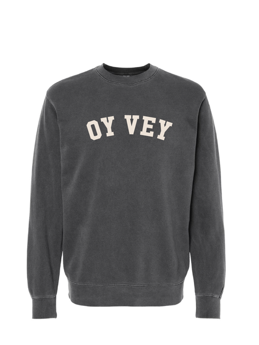 Oy Vey / Midweight Pigment-Dyed Crewneck Sweatshirt / Pigment Black / Hanukkah