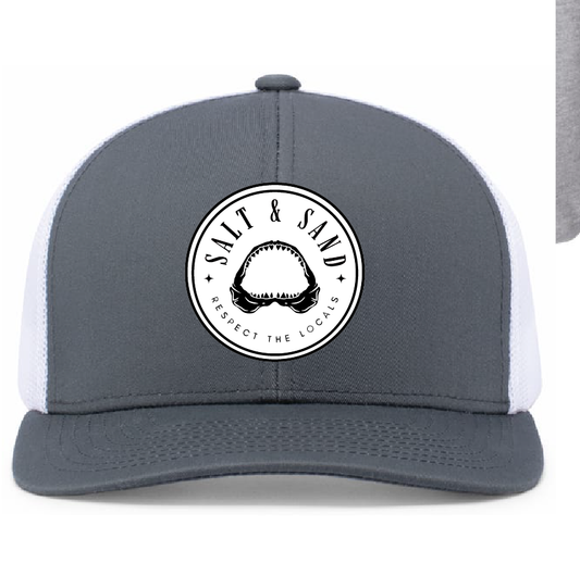 Shark Trucker Snapback Cap / Charcoal/White / Salt and Sand