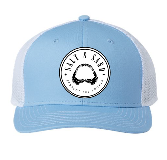 Shark Trucker Snapback Cap / Columbia Blue/White / Salt and Sand
