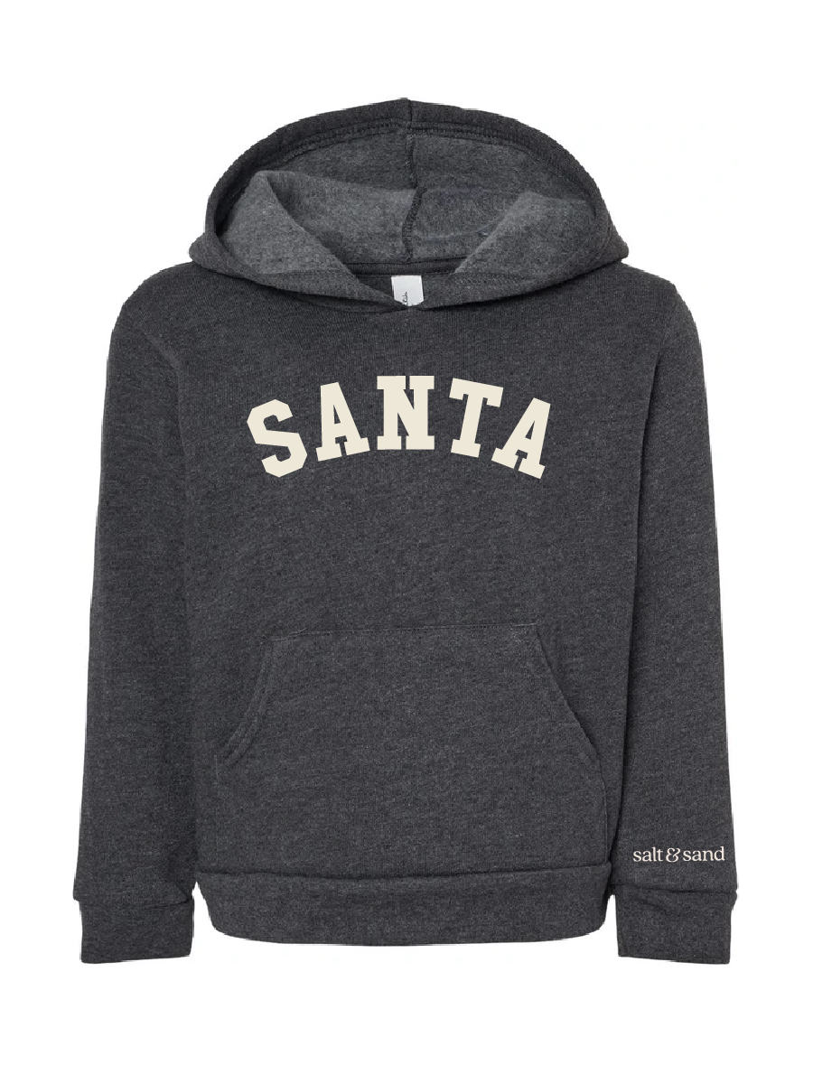 Santa / YOUTH Sponge Fleece Hoodie / Dark Grey Heather / Christmas