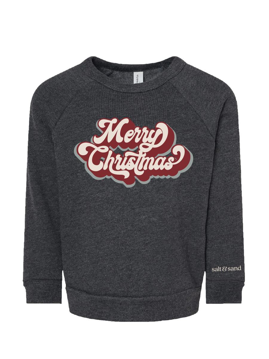 Merry Christmas / YOUTH Sponge Fleece Crewneck Sweatshirt / Dark Grey Heather / Merry Christmas / Christmas