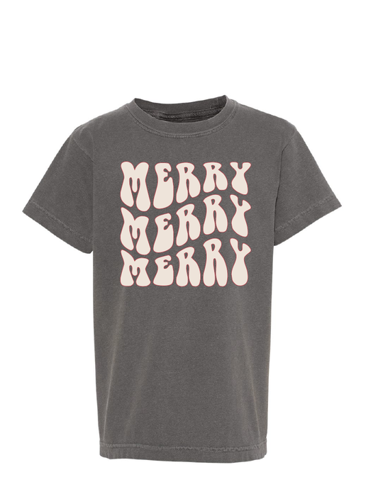 Merry Merry Merry  / YOUTH Garment-Dyed Heavyweight T-Shirt / Pepper / Christmas