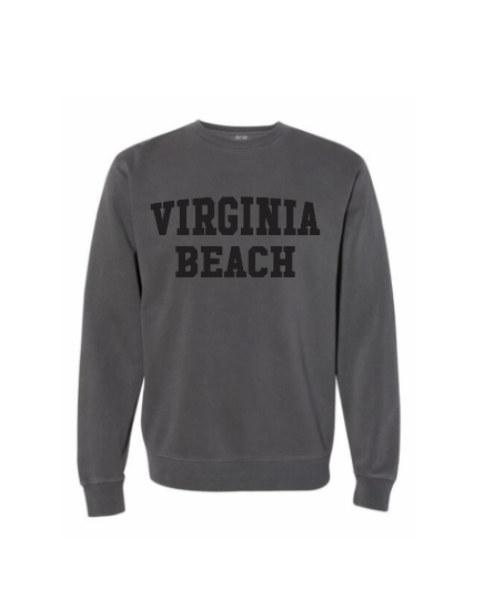 Midweight Pigment-Dyed Crewneck Sweatshirt / Pigment Black / Virginia Beach