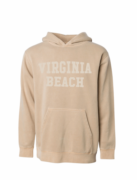 Youth Midweight Pigment-Dyed Hooded Sweatshirt / Sandstone / Virginia Beach