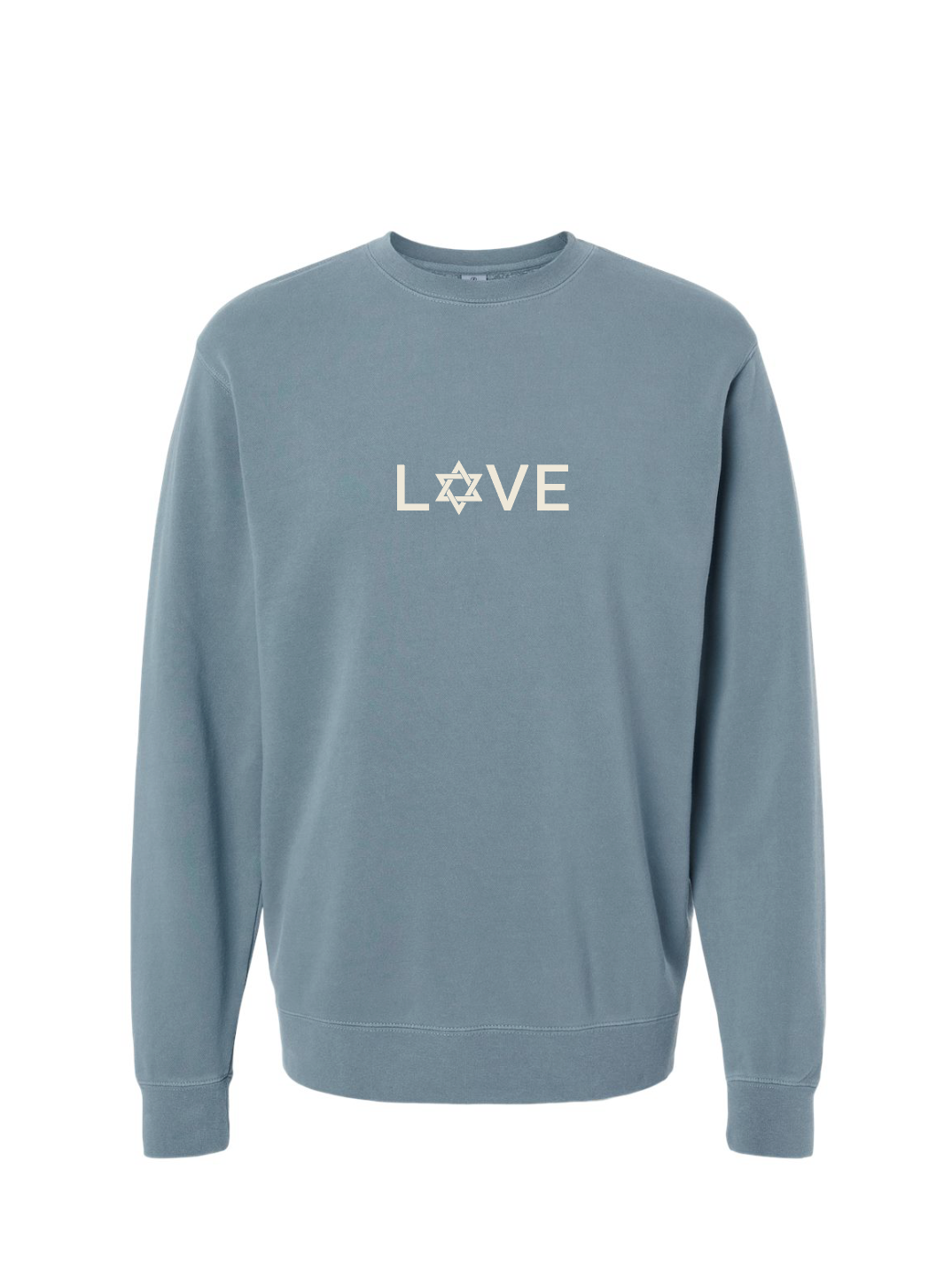 Love / Midweight Pigment-Dyed Crewneck Sweatshirt / Pigment Slate Blue / Hanukkah