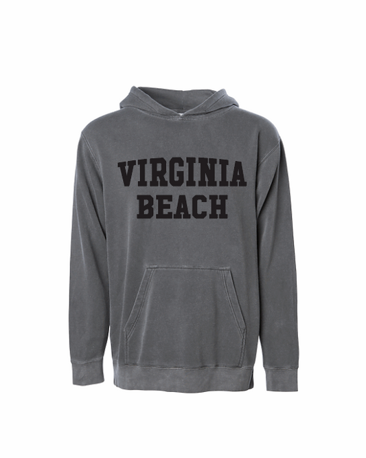Youth Midweight Pigment-Dyed Hooded Sweatshirt / Pigment Black / Virginia Beach