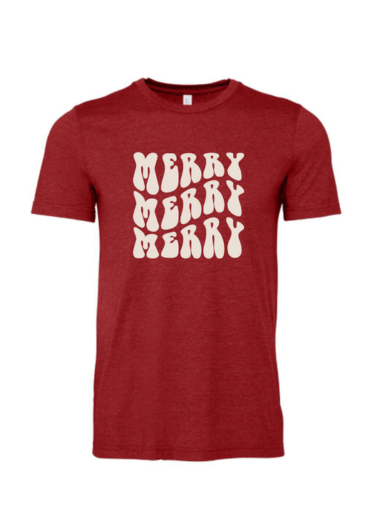 Merry Merry Merry / Unisex Heather Softstyle Short Sleeve Tee / 2 Colors / Christmas