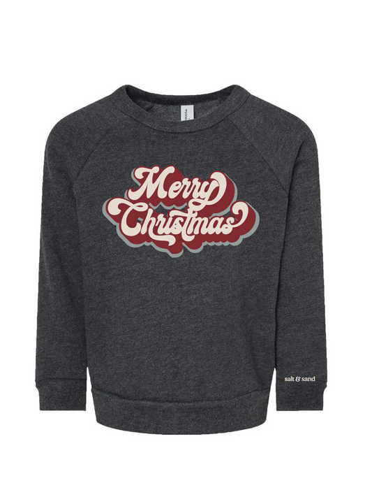 Merry Christmas / YOUTH Sponge Fleece Crewneck Sweatshirt / Dark Grey Heather / Merry Christmas / Christmas